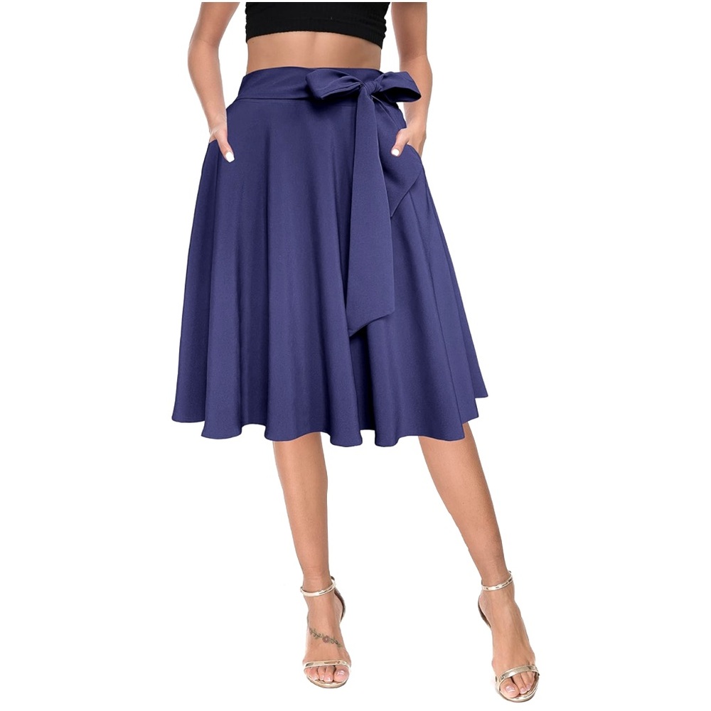 NWT, 3XL Afibi Womens Vintage High Waist A-Line Flared Midi Skirt with Pockets.